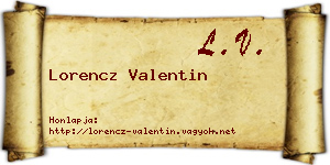 Lorencz Valentin névjegykártya